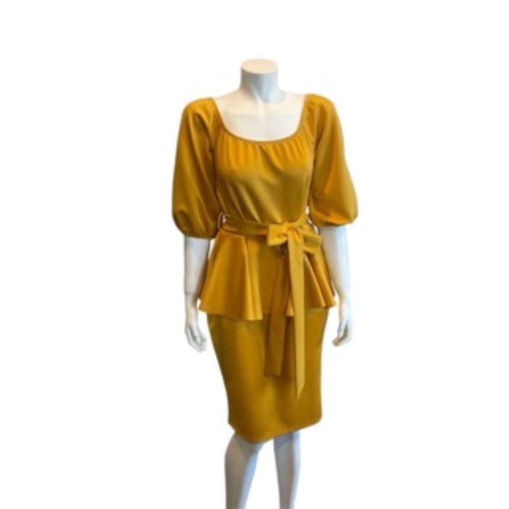 Mustard colored Dress with Shash
